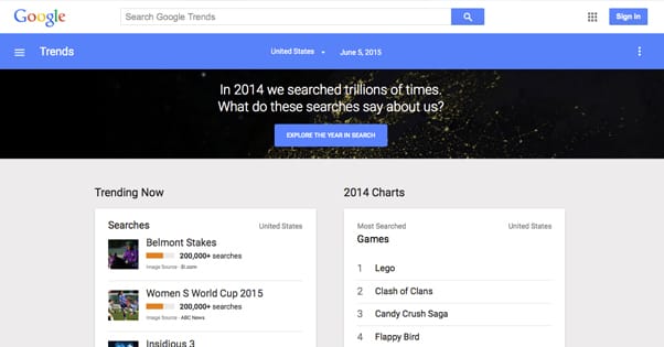 official google trends api