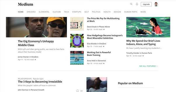 Medium Homepage