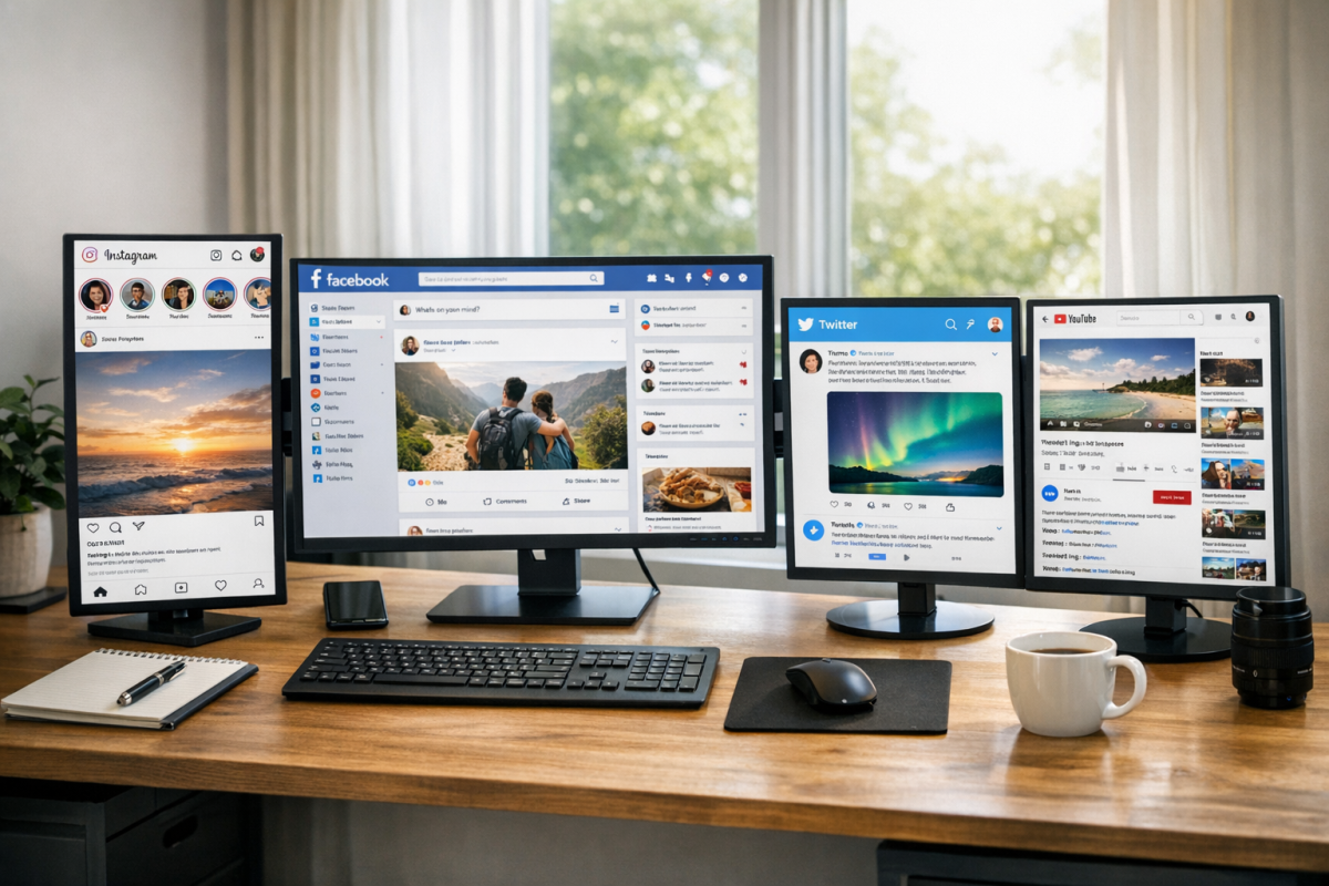 Social media platform icons side by side