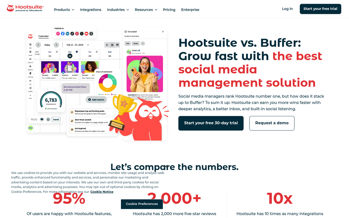 Buffer pricing plans comparison page