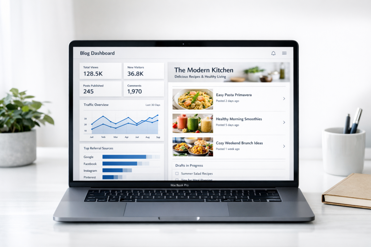 Colorful blog dashboard with engaging design elements