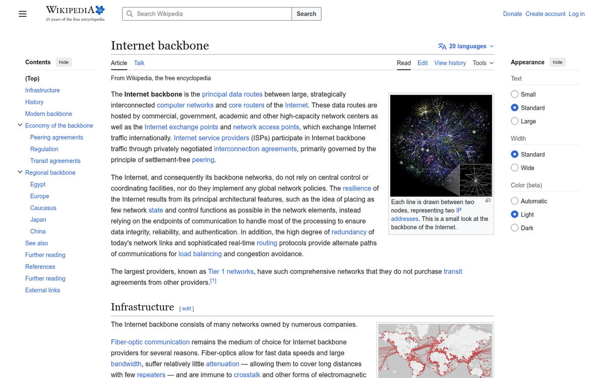 Interconnected web links forming digital backbone