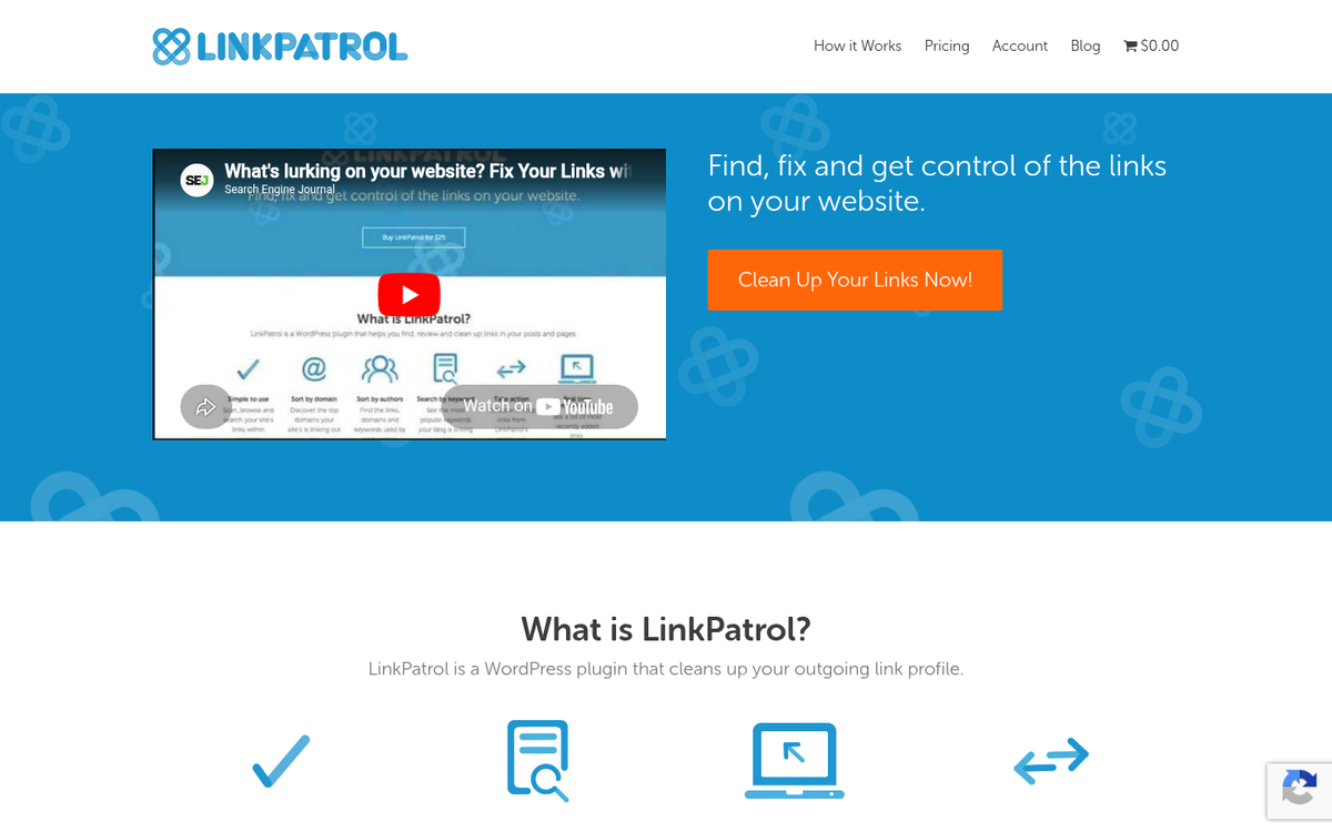 Link Patrol plugin dashboard auditing blog links