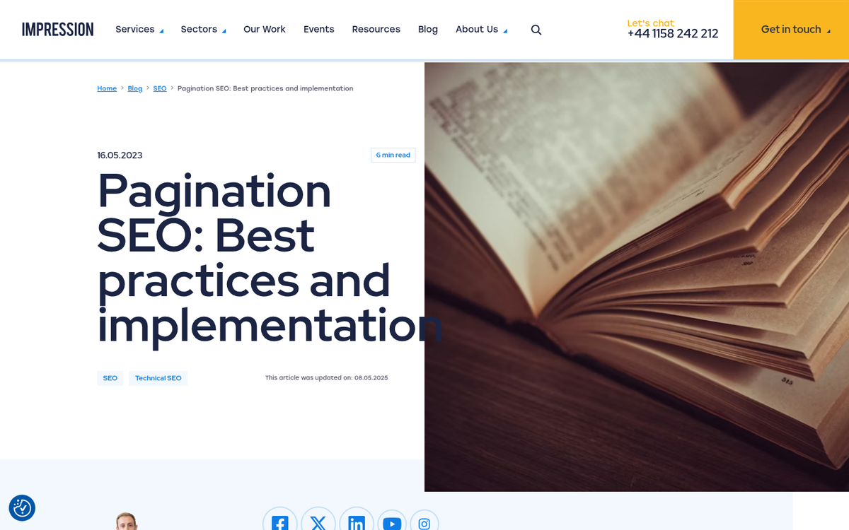Pagination links on a blog website