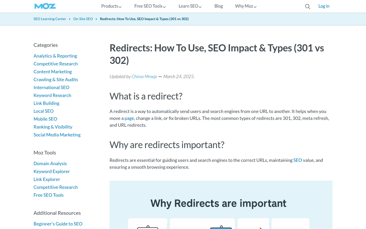 Browser displaying a URL redirect in action