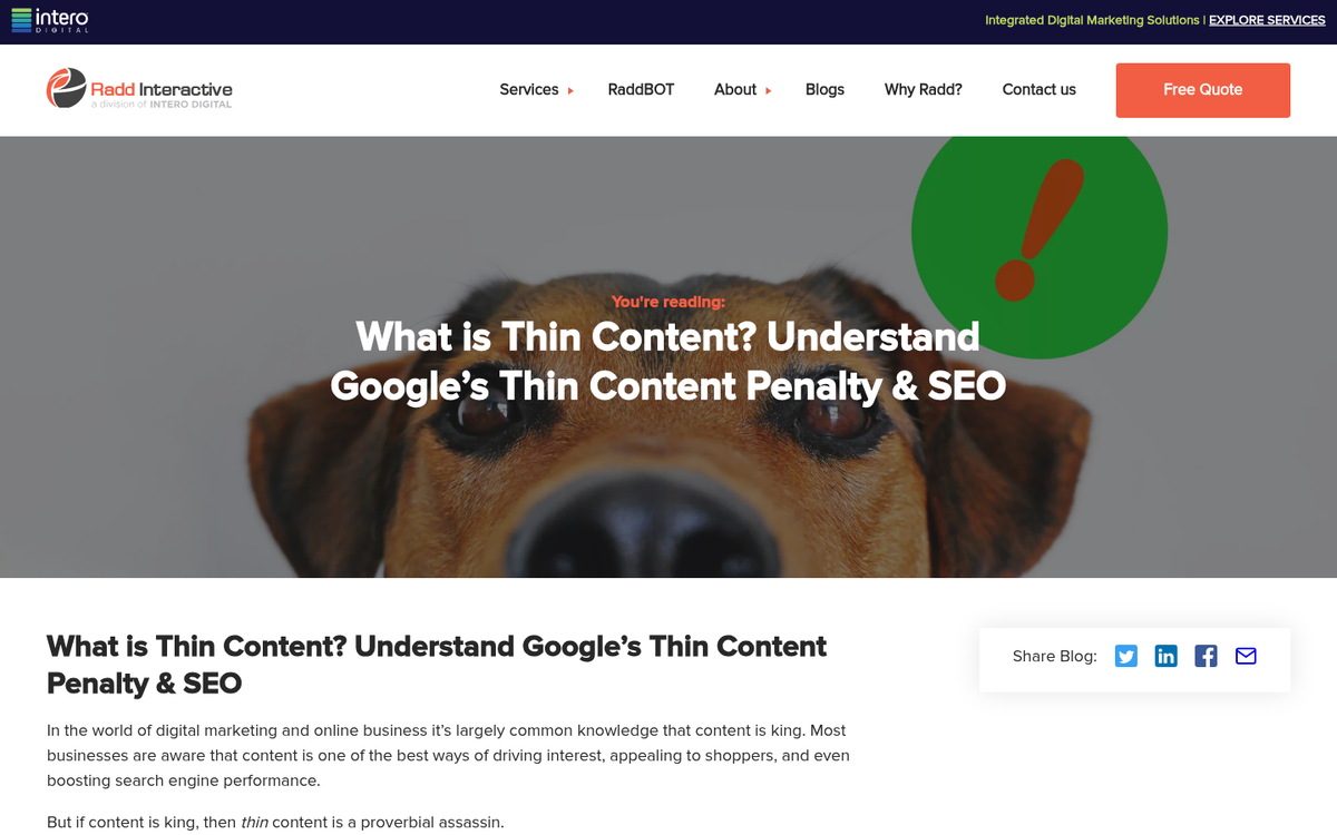Deleting thin blog post content example