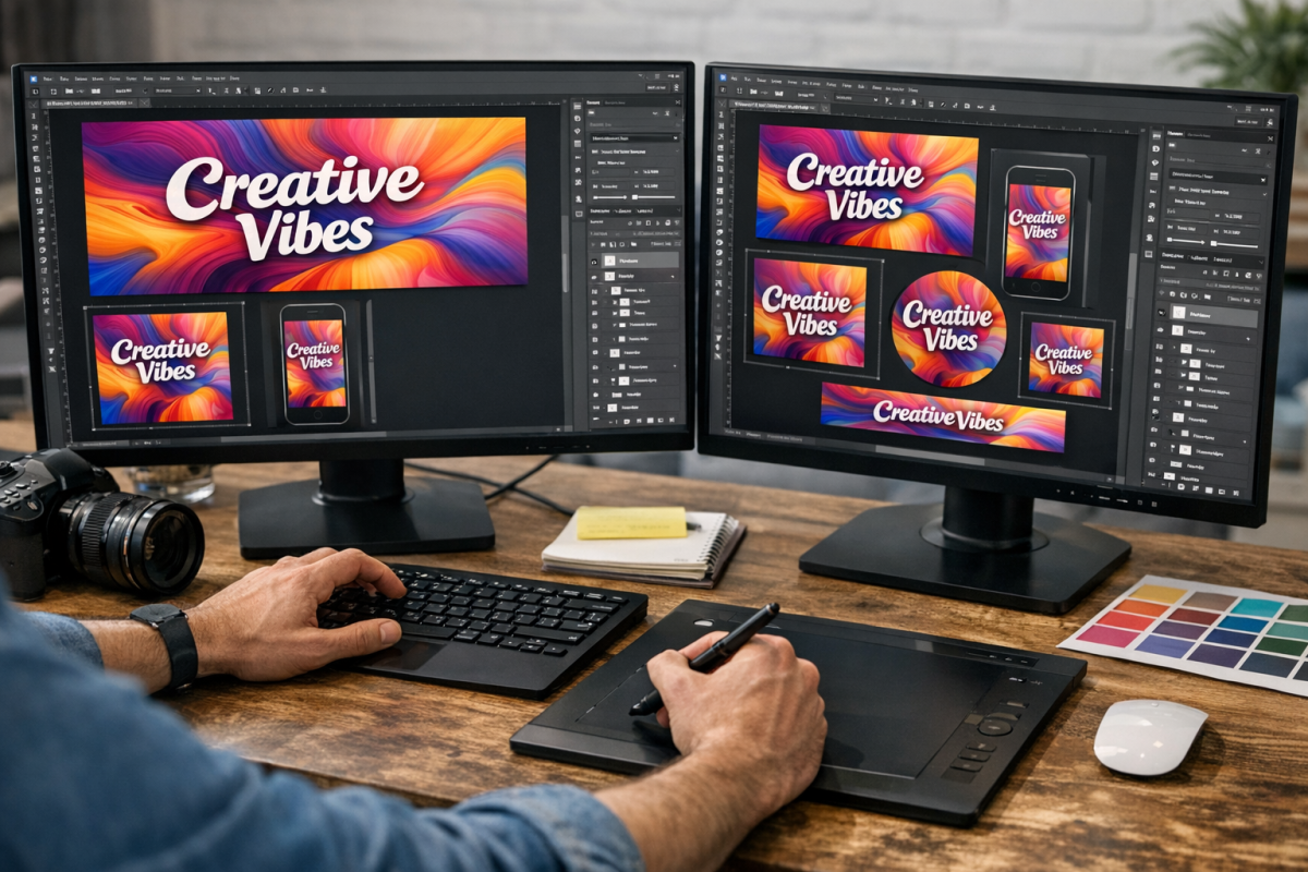 Graphic design adaptation concept illustration