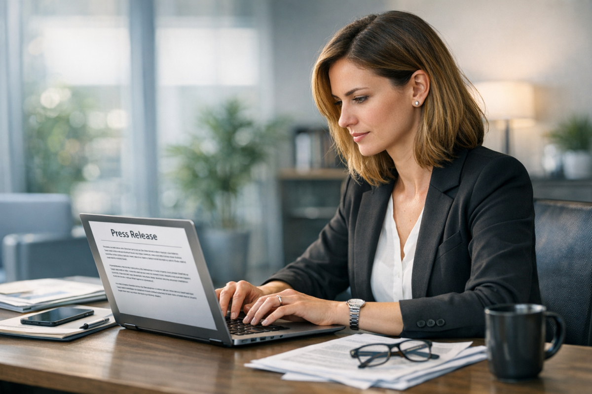 Press release document with distribution network