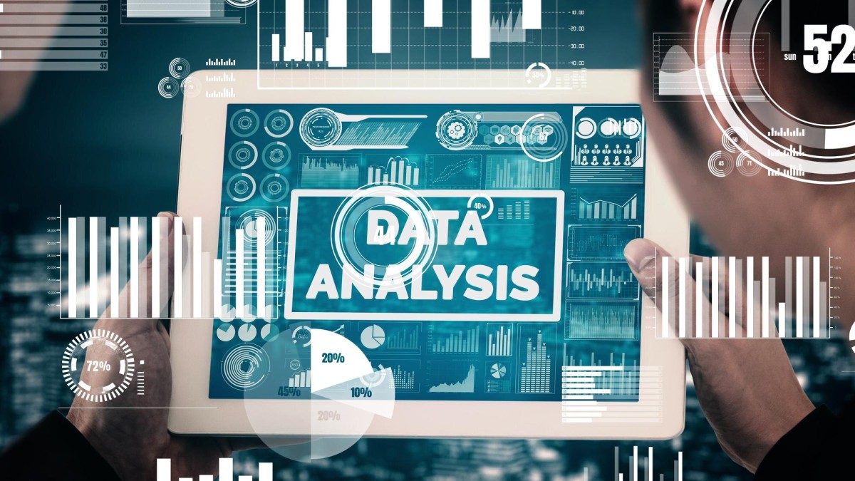 Blogger analyzing market research data charts