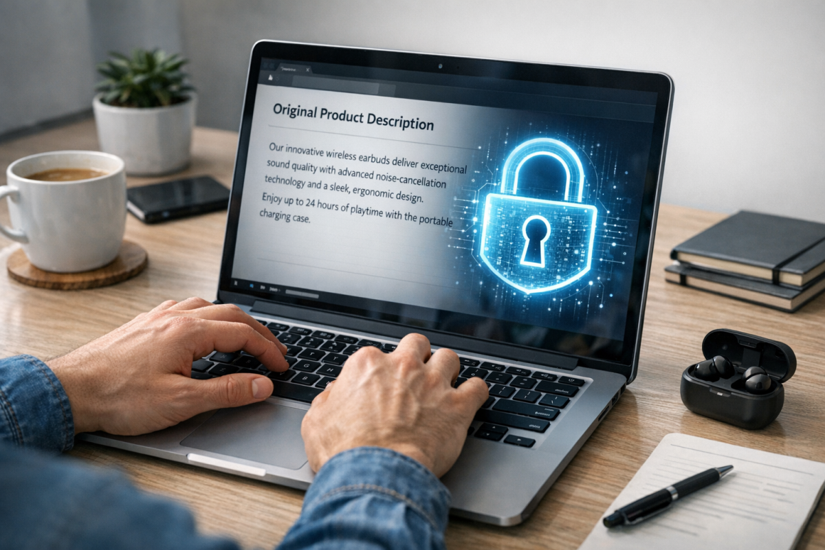 Person copying text from a website