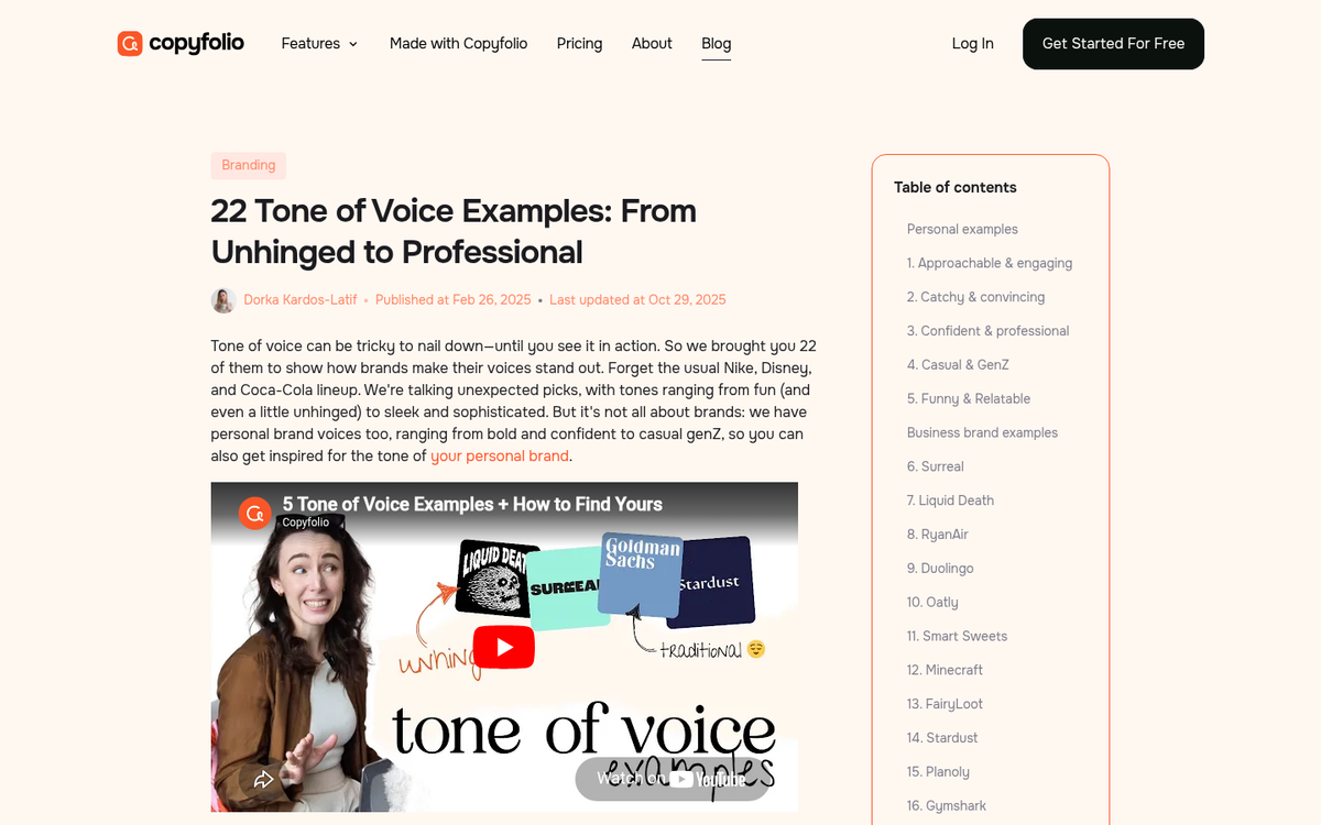 Blog tone conveyed through name choice