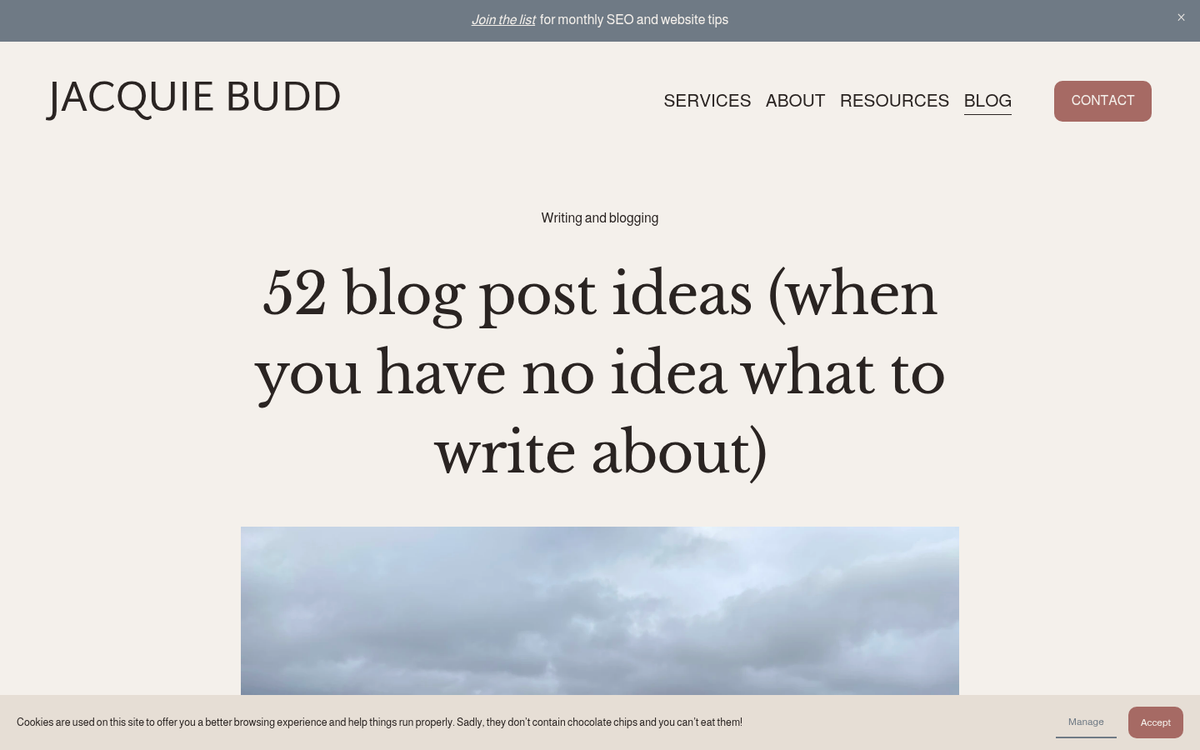 Brainstorming content ideas list on screen