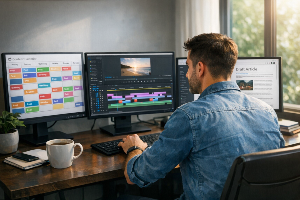 Content calendar with scheduled posts planned