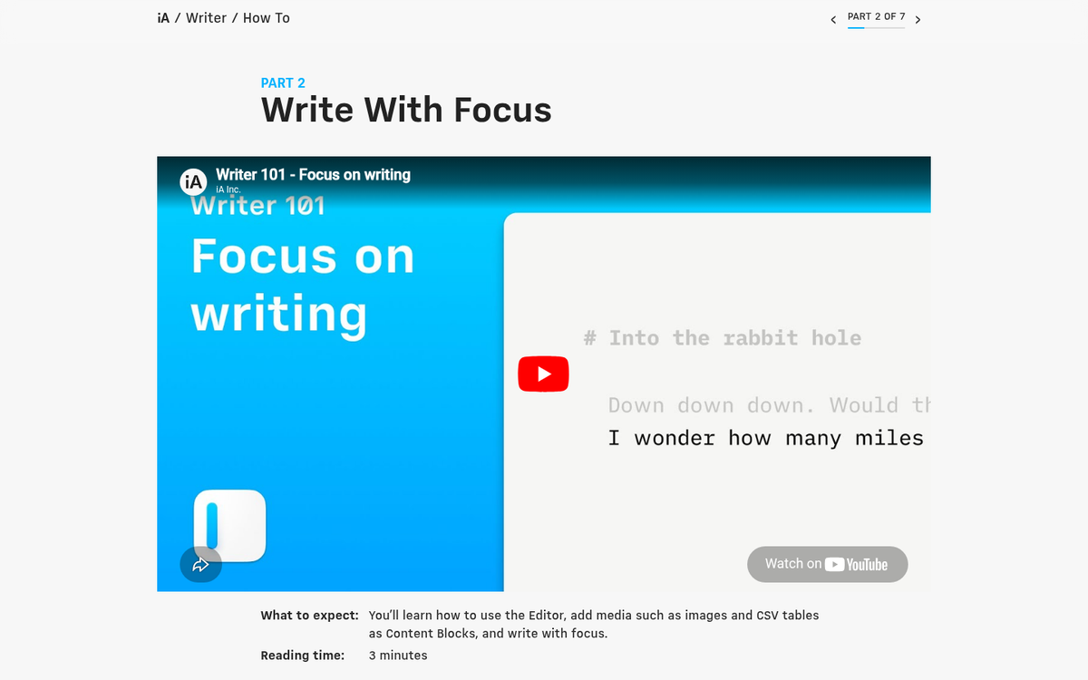 iA Writer distraction-free writing interface screenshot