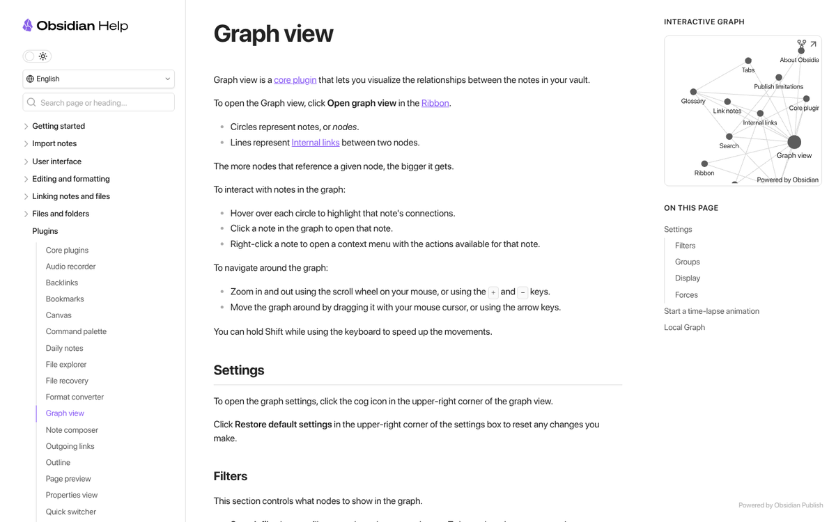 Obsidian distraction-free writing app interface