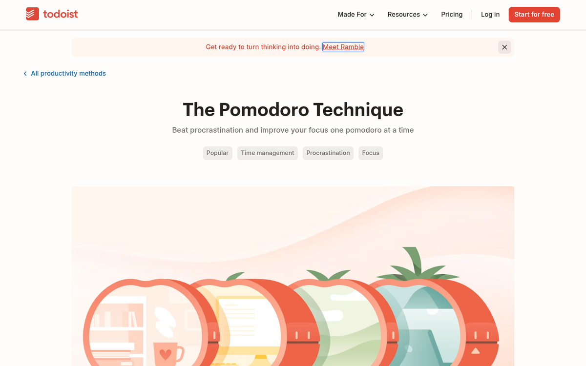 Pomodoro timer app interface screenshot
