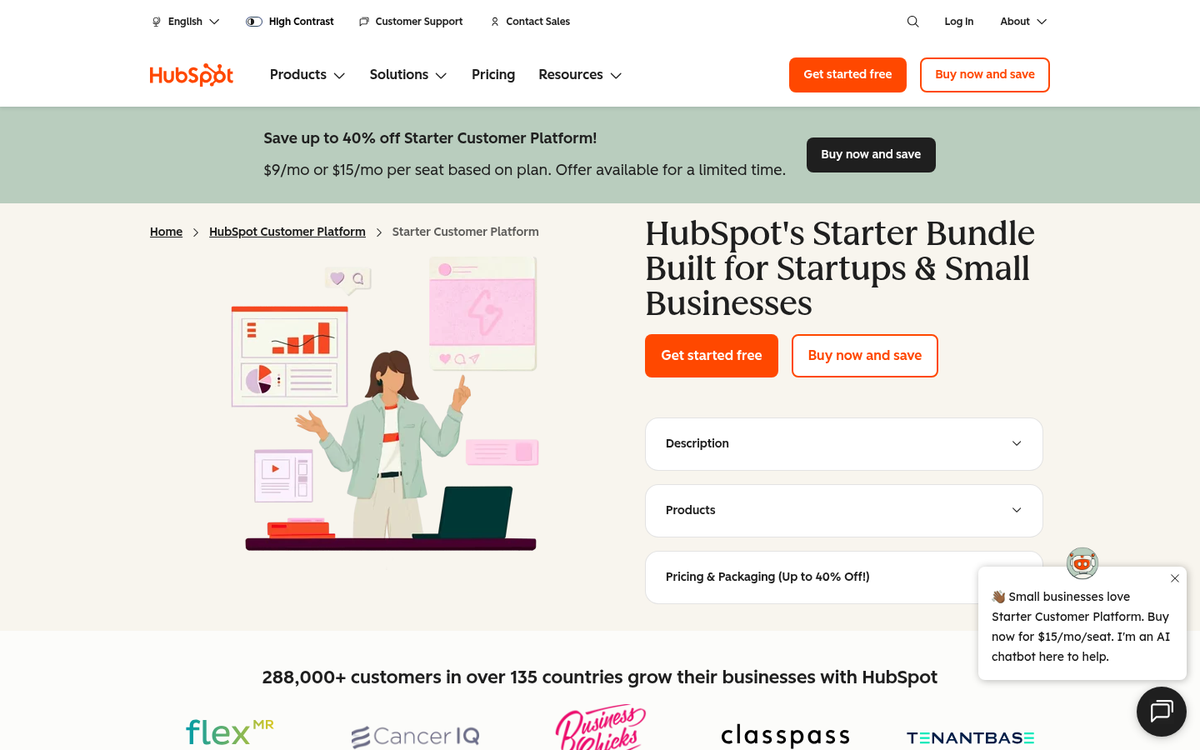 HubSpot Starter plan blog marketing dashboard