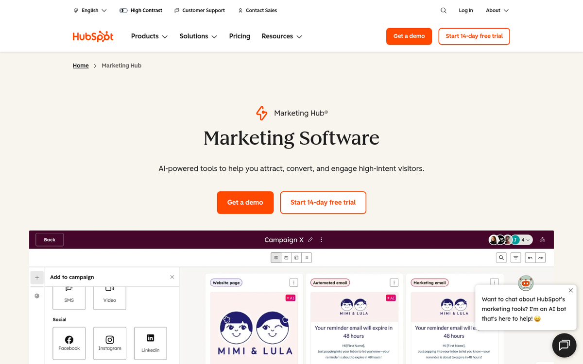 HubSpot blog marketing tools overview screenshot