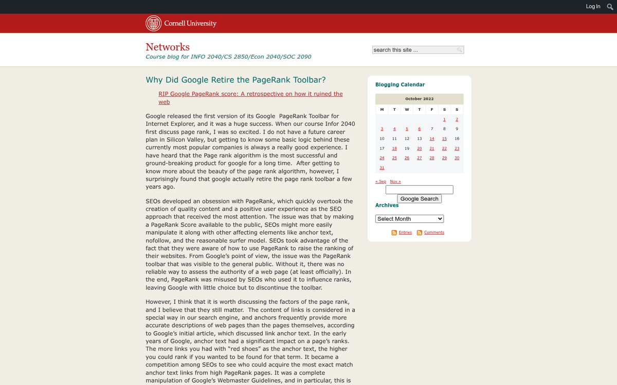 Google PageRank toolbar showing high PR score