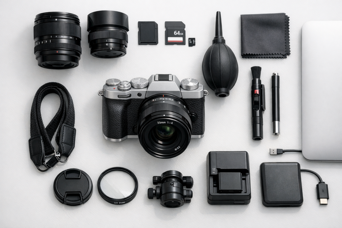 Person reviewing a product on camera