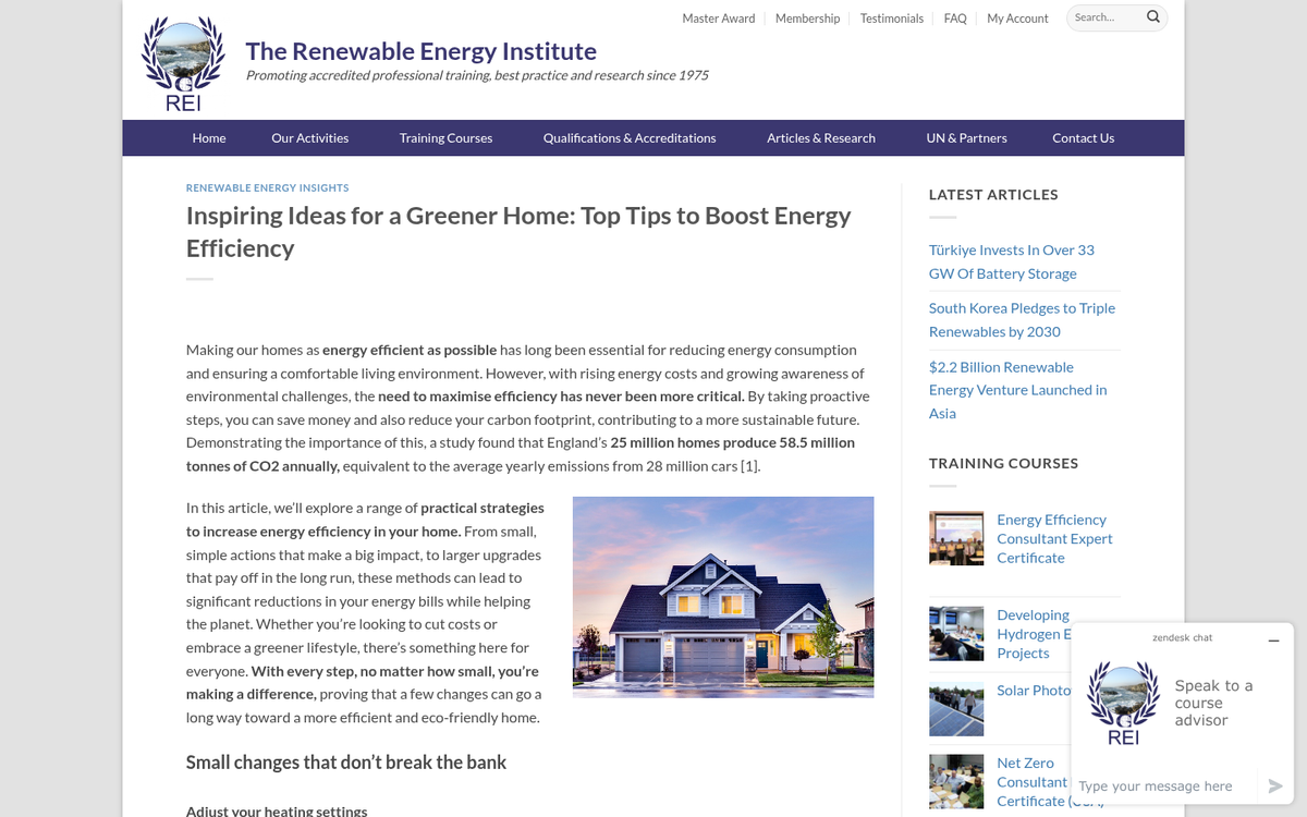 Green sustainable living blog website screenshot