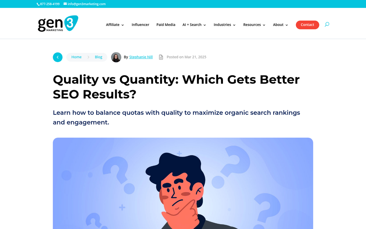 Website value metrics displayed on screen