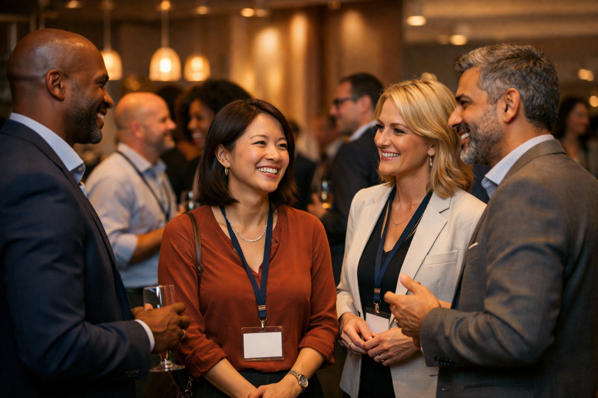 People networking at a professional event