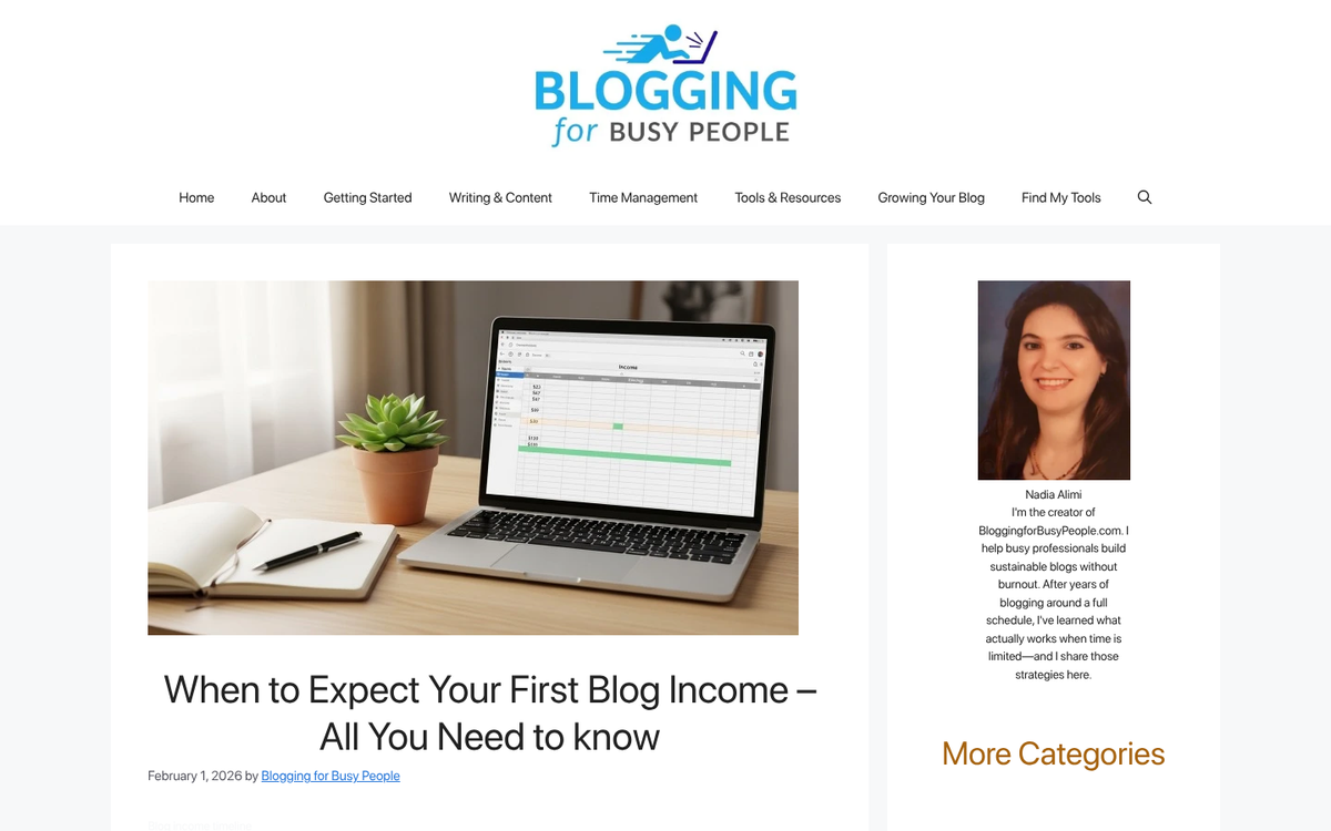 Blogger setting monetization goals on laptop