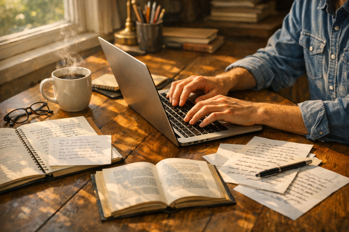 Person writing fresh website content ideas