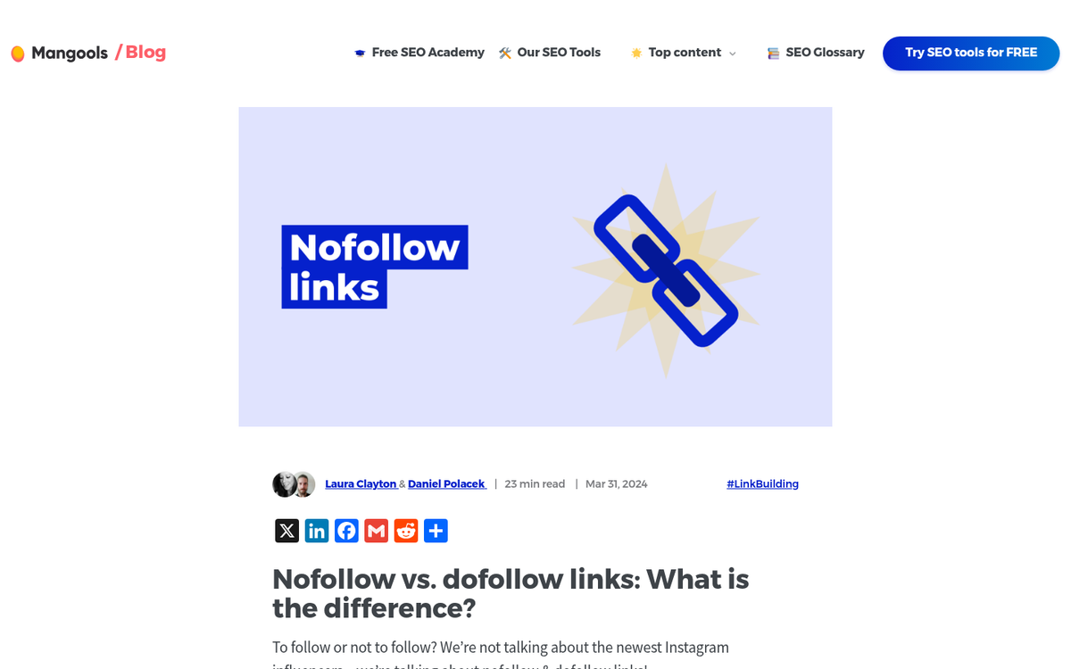 NoFollow versus DoFollow link comparison chart