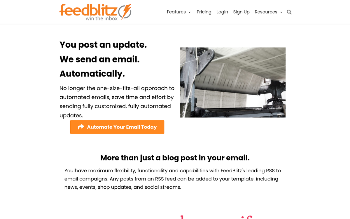 FeedBlitz email and RSS marketing platform homepage