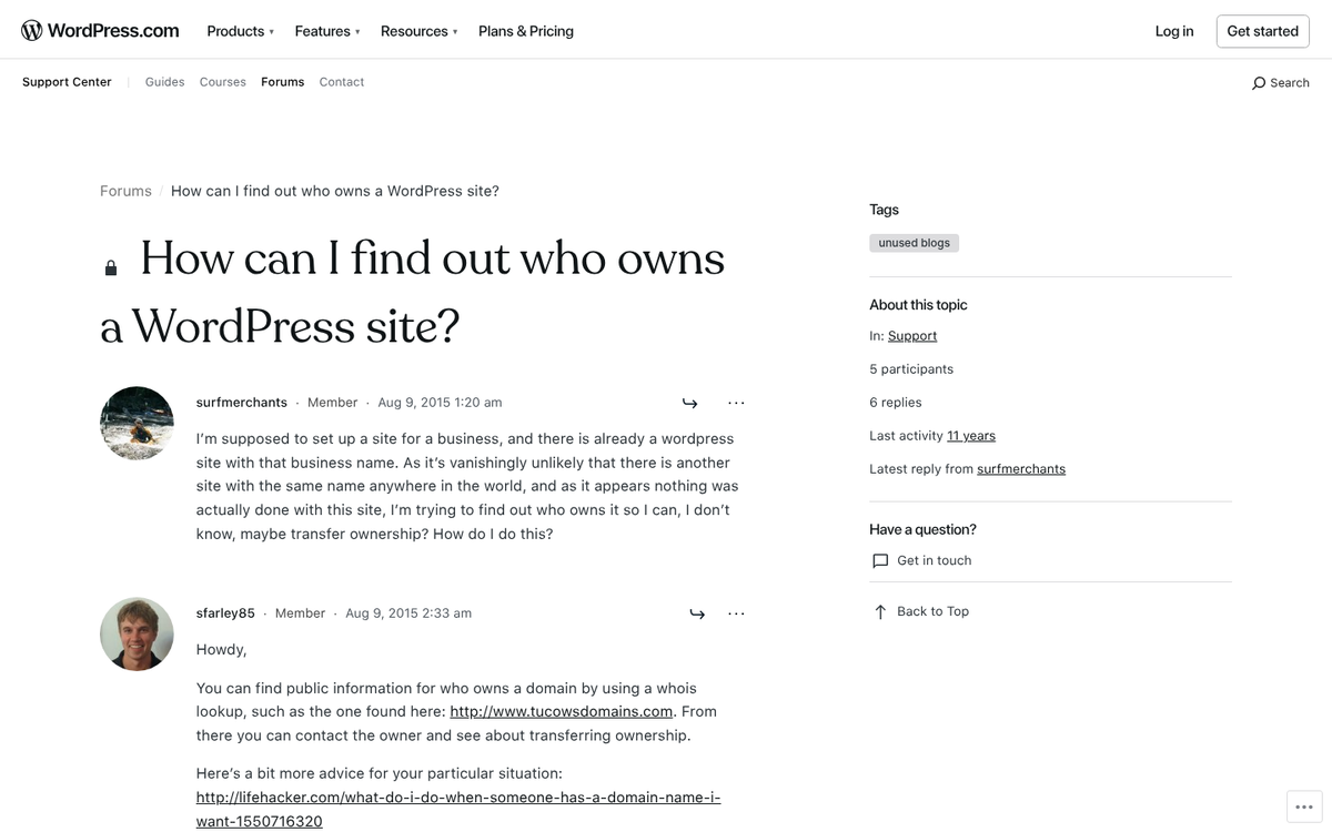 WordPress blog owner search results page