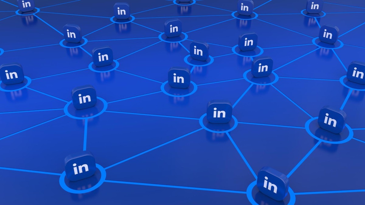 LinkedIn logo on blue background