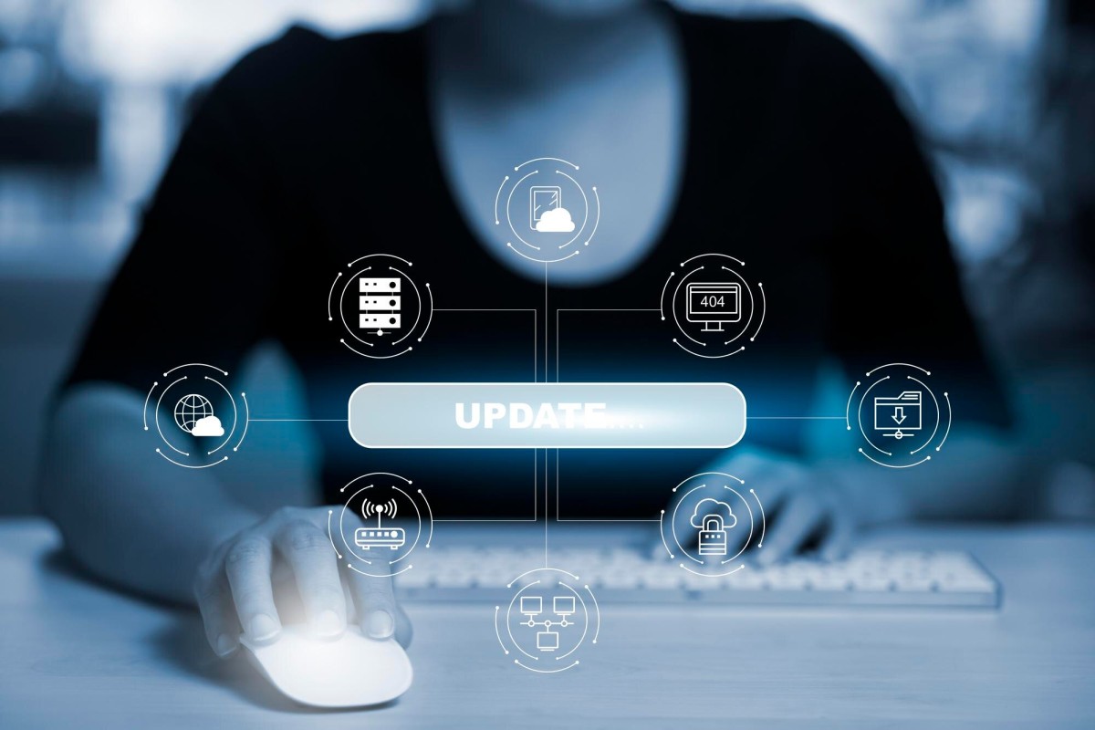 Person collecting data on laptop screen