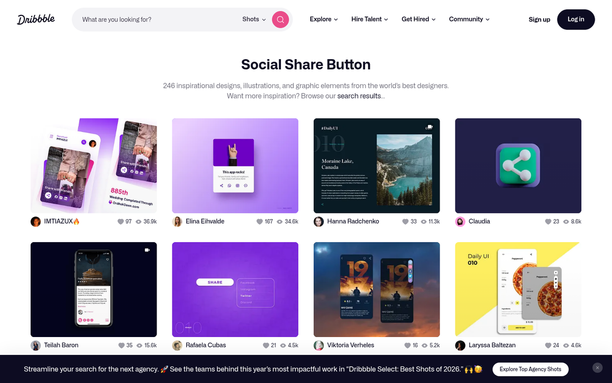 Social share buttons on a blog post