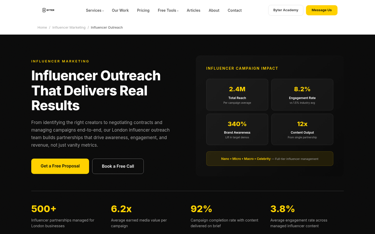 Influencer outreach email on laptop screen