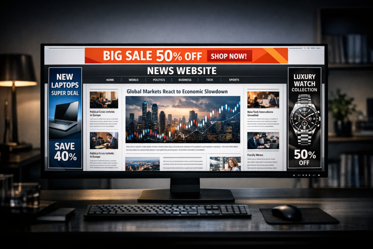 Blog layout with wrapped ad placement