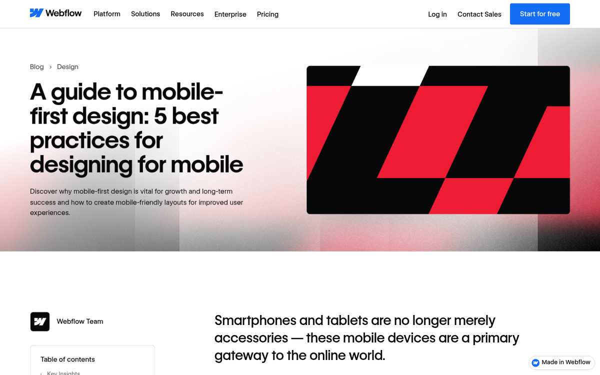 Mobile-first blog layout on smartphone screen