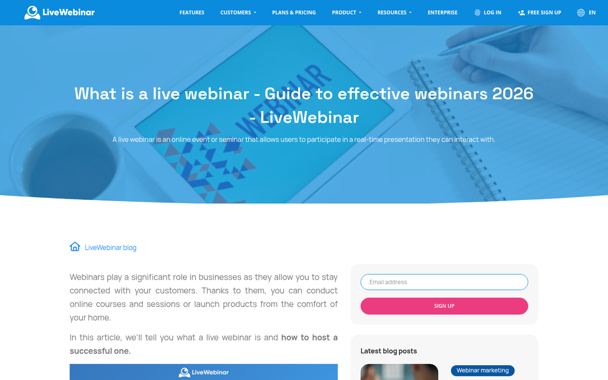 Live webinar session on computer screen