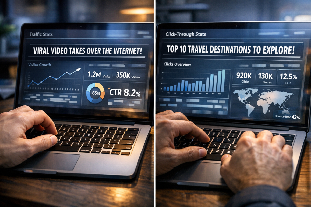 Multiple social media post title variations displayed