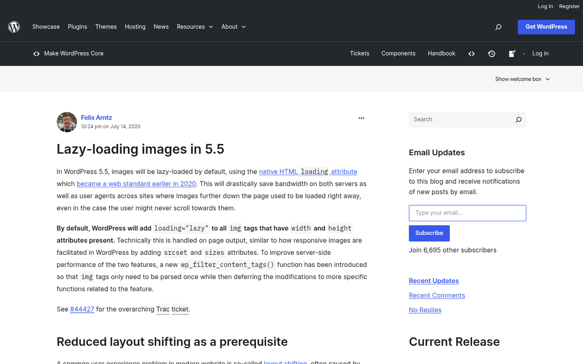 WordPress lazy loading images on webpage