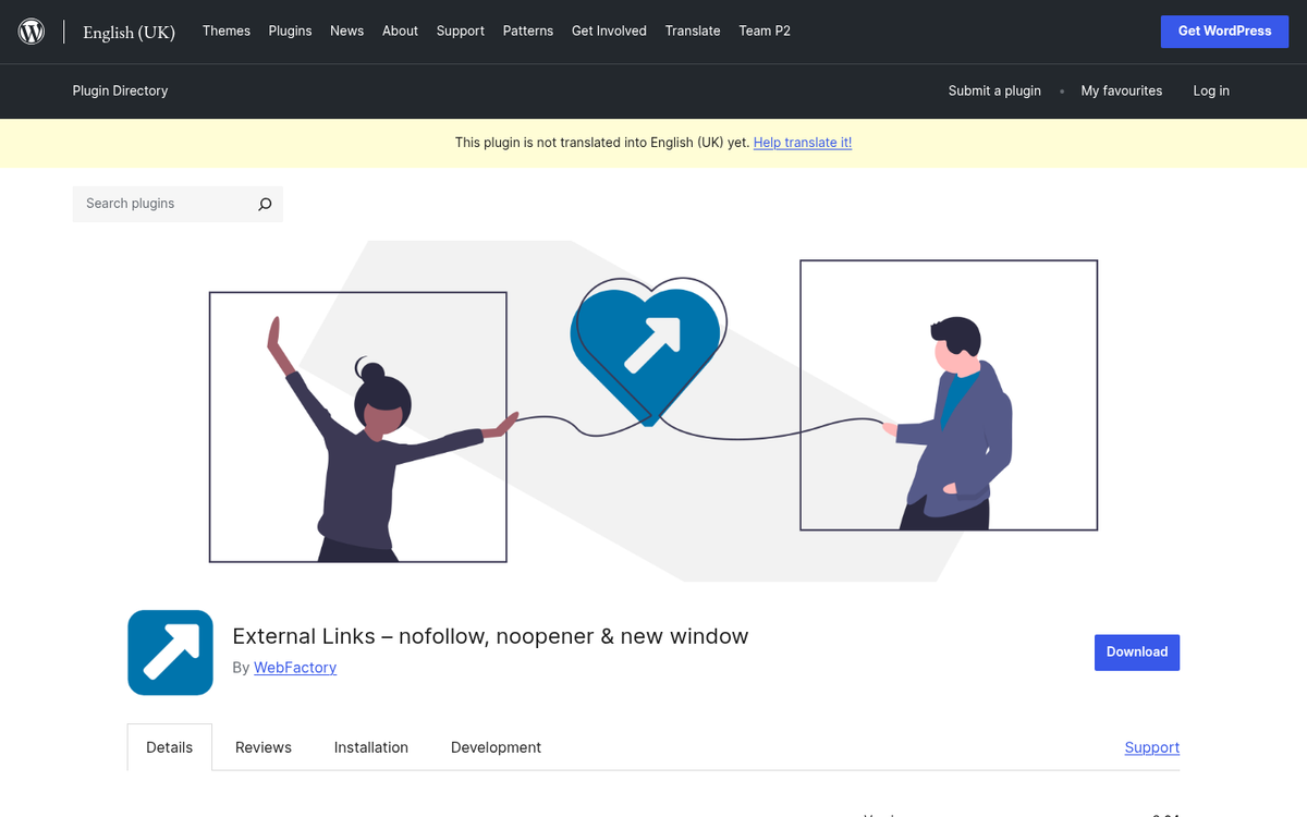 WP External Links plugin settings page screenshot