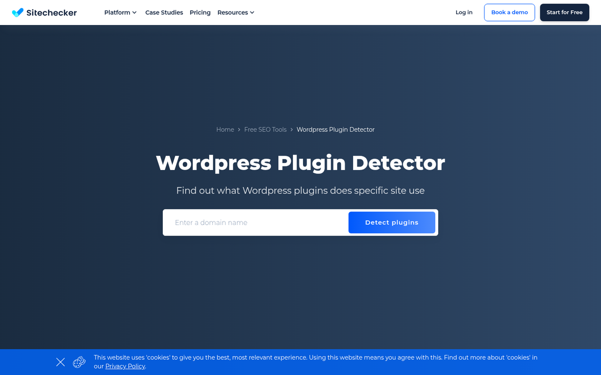Sitechecker plugin detector tool interface screenshot