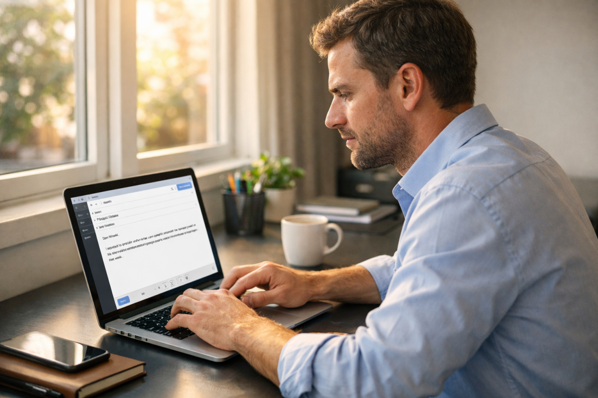 Person sending email to website owner