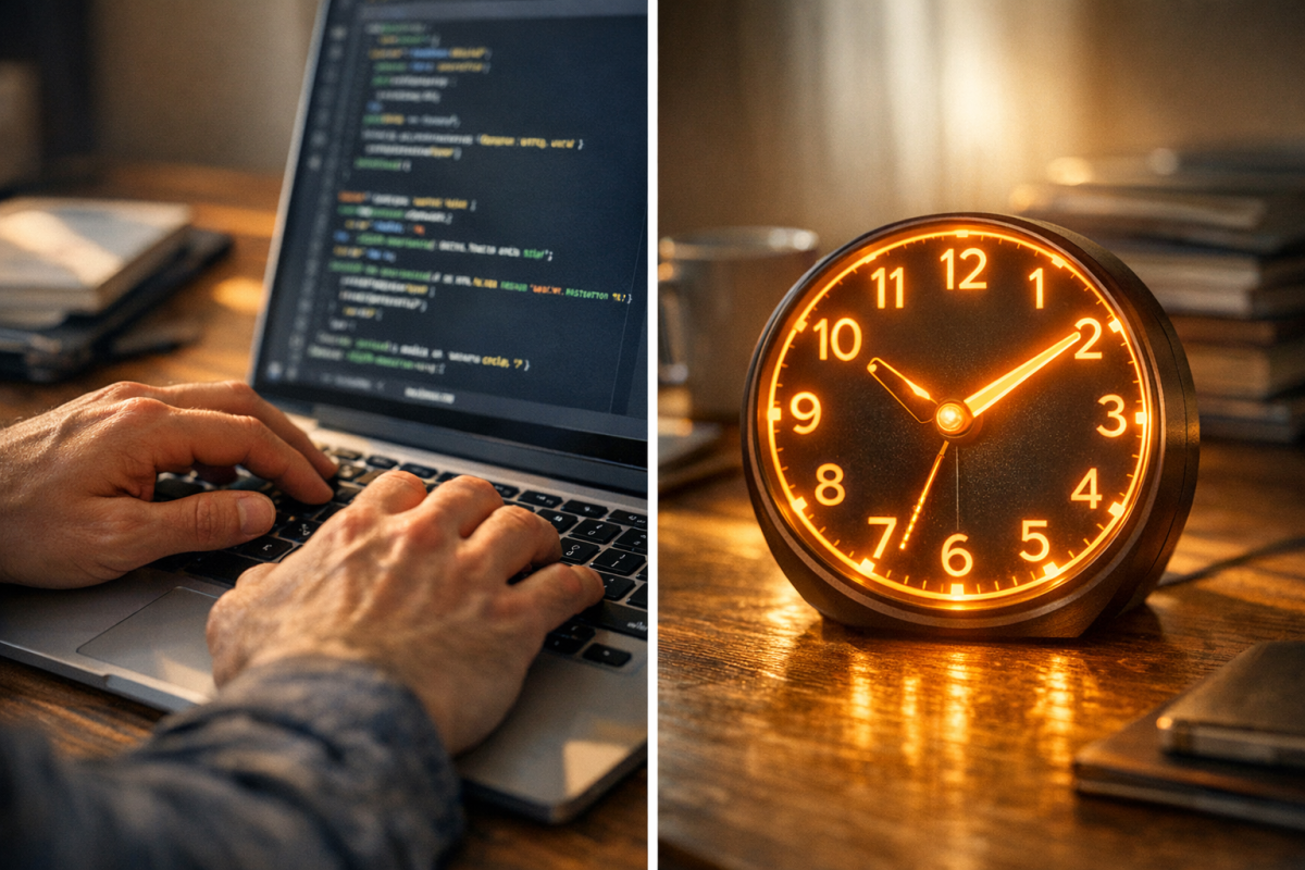 Clock next to search engine results page