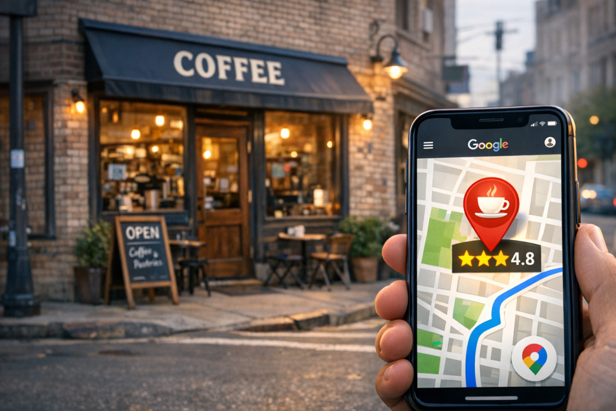 Local SEO map with business location pins