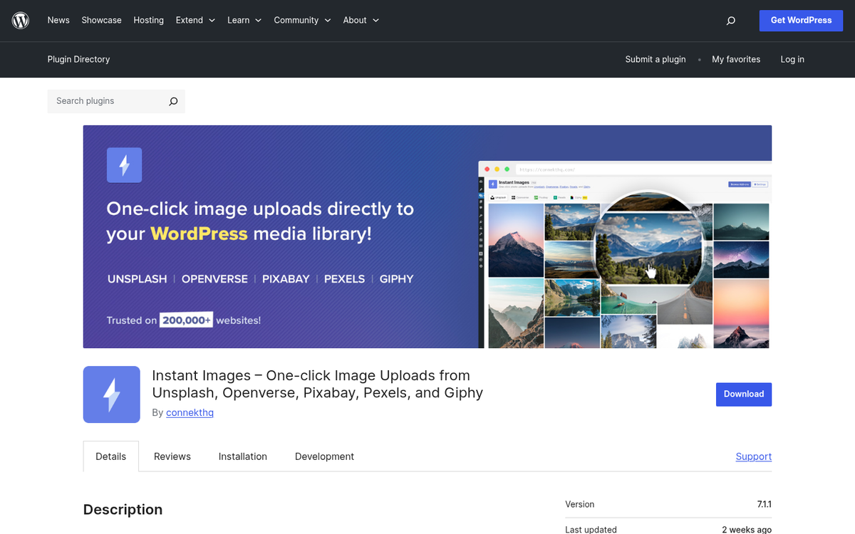 WordPress plugin free image source interface