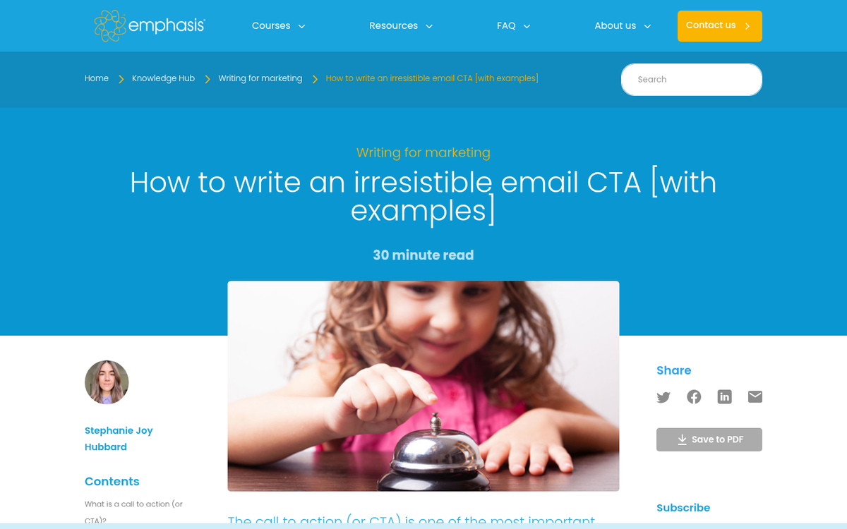 Nate Kontny website call to action example