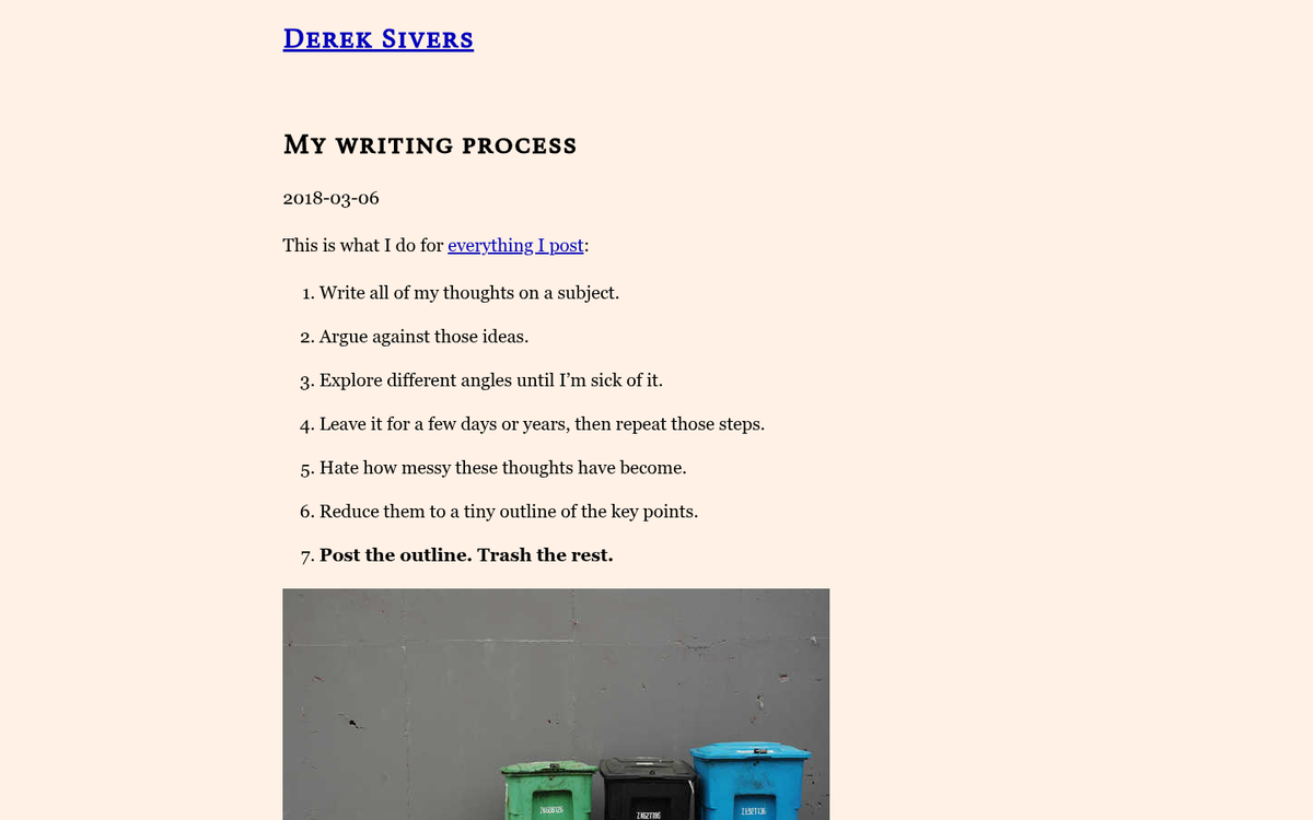 Derek Sivers website homepage screenshot