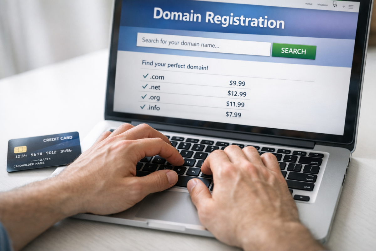 Web hosting purchase form on screen